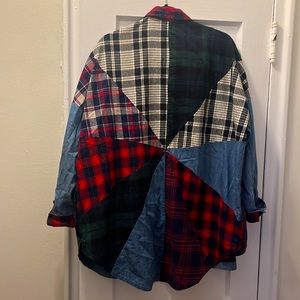 Free People | patchwork flannel denim shacket - size MEDIUM